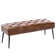 Lora Mid-Century Modern Tufted Leather Bench, 44" Wide with Metal Legs