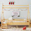 Lit double plateforme double avec escalier, structure pour lit d'enfant en bois massif, conception amusante à profil bas, naturel-1751449531-1751449508