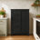 Commode à 4 tiroirs de 23,6 po avec porte de grange coulissante, armoire de rangement