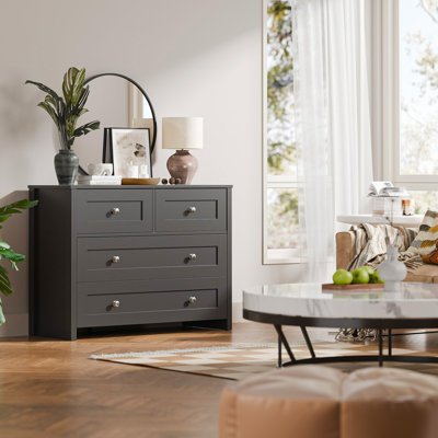 4 Drawer Dresser for Bedroom, Large Wood Dressers & Chests of Drawers Long Modern Sideboard Buffet Cabinet with Storage Accent Cabinets for Living Room, Hallway, Entryway