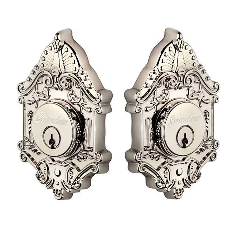 Pêne dormant à cylindre double Grande Victorian, Nickel satiné, 2.75"