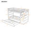 Lit superposé standard en bois (deux lits simples superposés) avec escalier de rangement et lit gigogne simple.-454650575