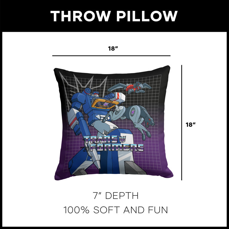 Coussin décoratif à onde sonore 18 x 18 po Hasbr Transformers G1 Grid