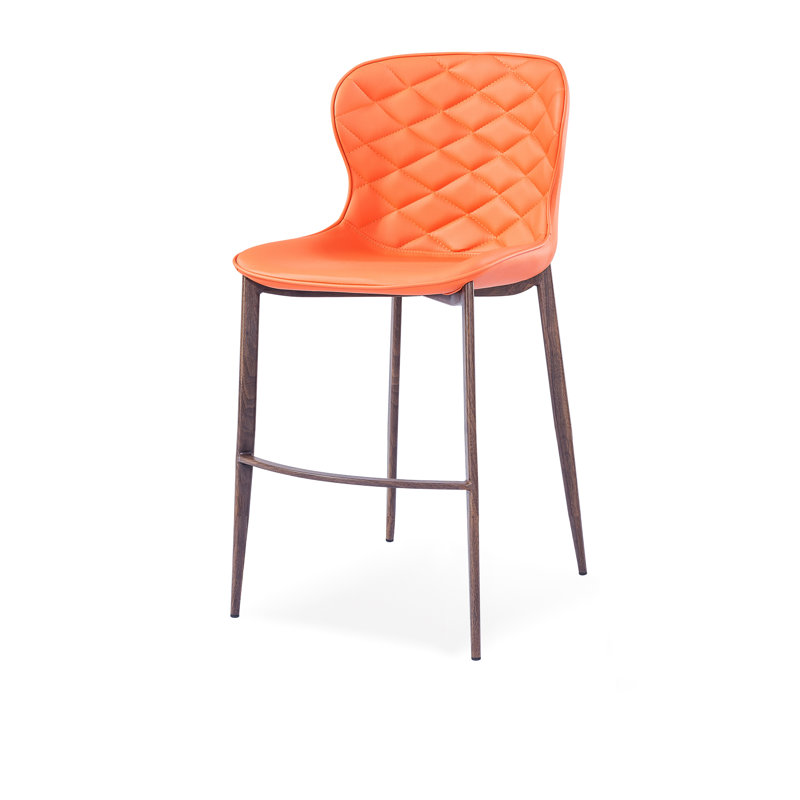 Tabouret de bar et de comptoir Albert, Orange, Placage de bois, Tabouret de comptoir (siège d'une hauteur de 24 p