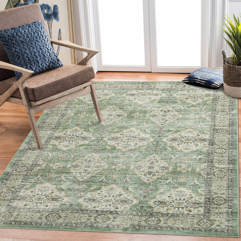 Ultra Soft Oriental Vintage Boho Area Rug, Washable Floor Carpet for Indoor, Living Room, Rectangle 8' x 10'