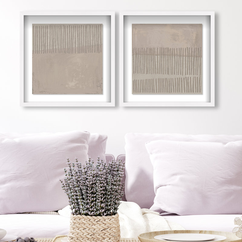 Minimal Fence Set Shadowbox Abstract Print by Oliver Gal, Black Frame, 12 x 12, 17.5"H x 17.5"W, White Shadowbox