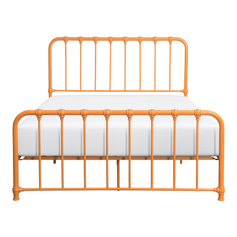 Lit plateforme double avec structure en métal orange magnifique