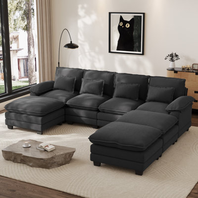 Canapé modulaire en chenille de 116 po avec 3 repose-pieds en U 116 po