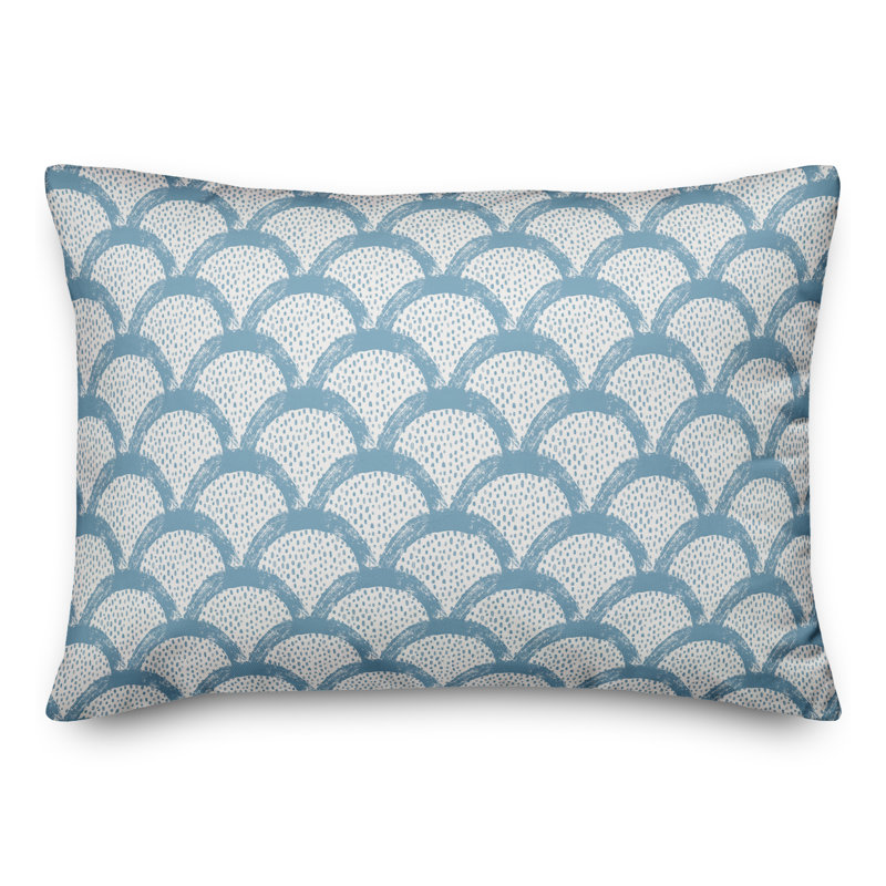 Scallop Outdoor Throw Pillow, Blue