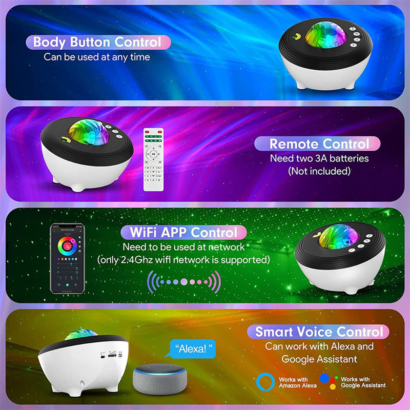 Kid Aurora Galaxy Projector Work with Alexa & Smart App veilleuse