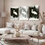 Ensemble de 3 tableaux muraux sur toile tendue, style lavis d'encre représentant un héron blanc-473250922