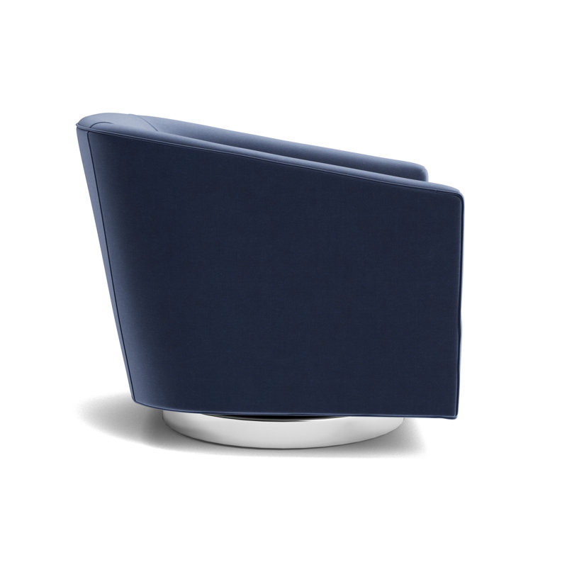 Cooper Full Swivel Chair, Performance Velvet - Indigo, Polished Stainless Steel