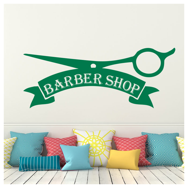 Décalcomanie murale magasin barber, Vert