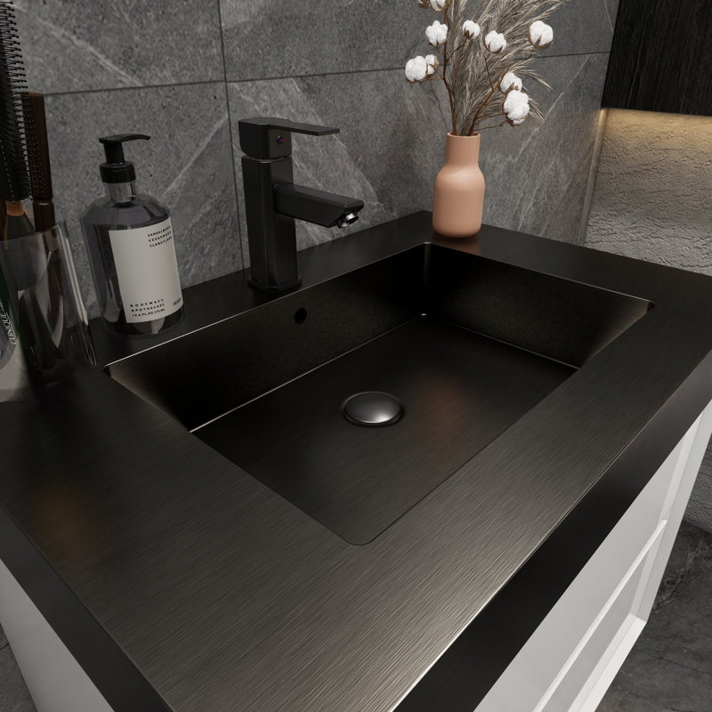 Ensemble de meuble-lavabo simple mural 30 po Golitz, Blanc lustré