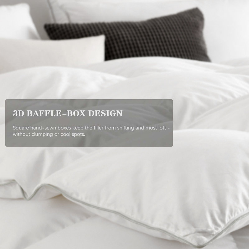 Luxury Feather‑Down Comforter/ Duvet Insert with 400TC Breathable Cotton Blend & Secure Corner Tabs, King