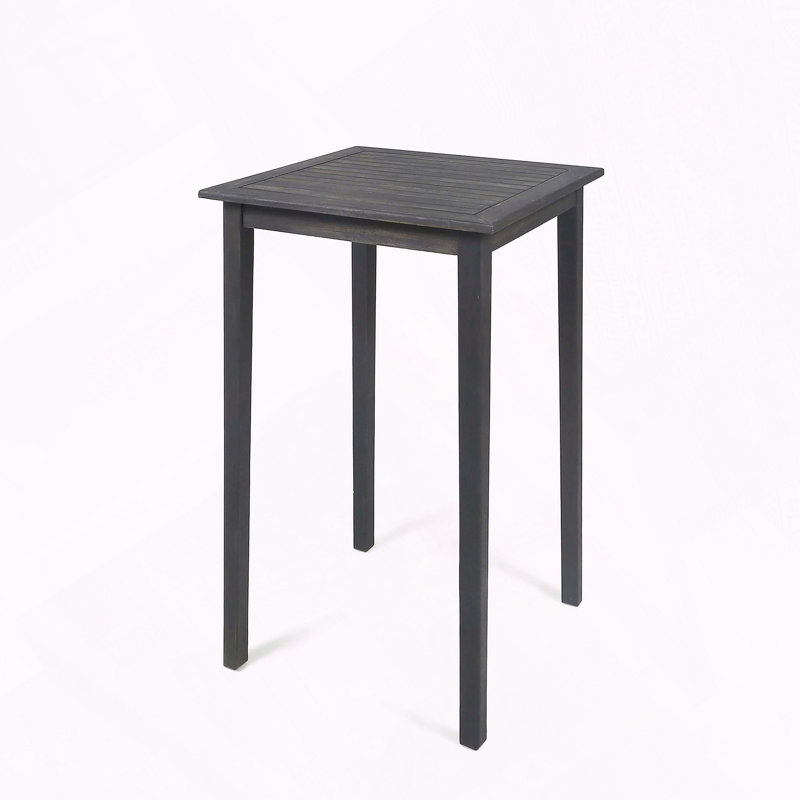 Acacia Wood Dark Gray Square Bar Table