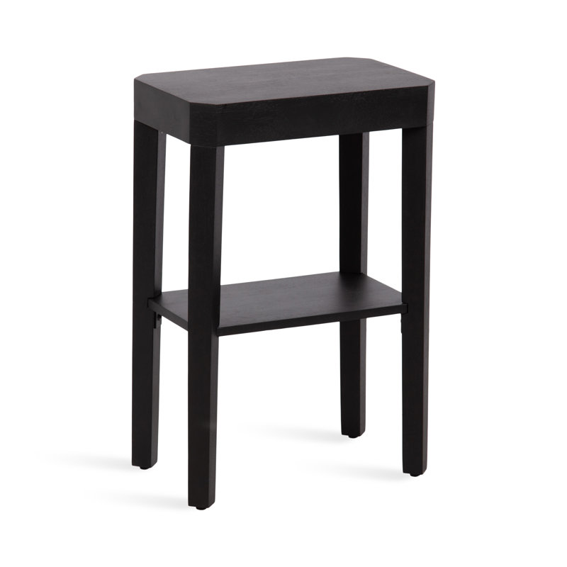 Ardentown Solid Wood Side Table with Storage, Black