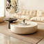 Ensemble de tables basses en noyer crème moderne, tables d'appoint minimalistes en bois massif pour petit salon, table d'appoint peu encombrante