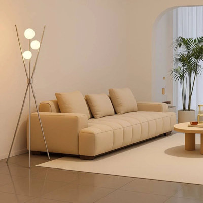  Pearl Floor Lamp Gold Pole With Zig Zag White Glass Globes, Dimmable Led, Remote Control, Adjustable Warm & Cool White Light