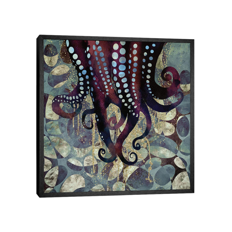 Metallic Ocean II - Print on Canvas, 93.98 cm H x 93.98 cm W, Black Framed