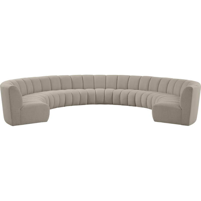 Canapé modulaire de coin symétrique de 183 po de large Izen, Tissu brun bouclé