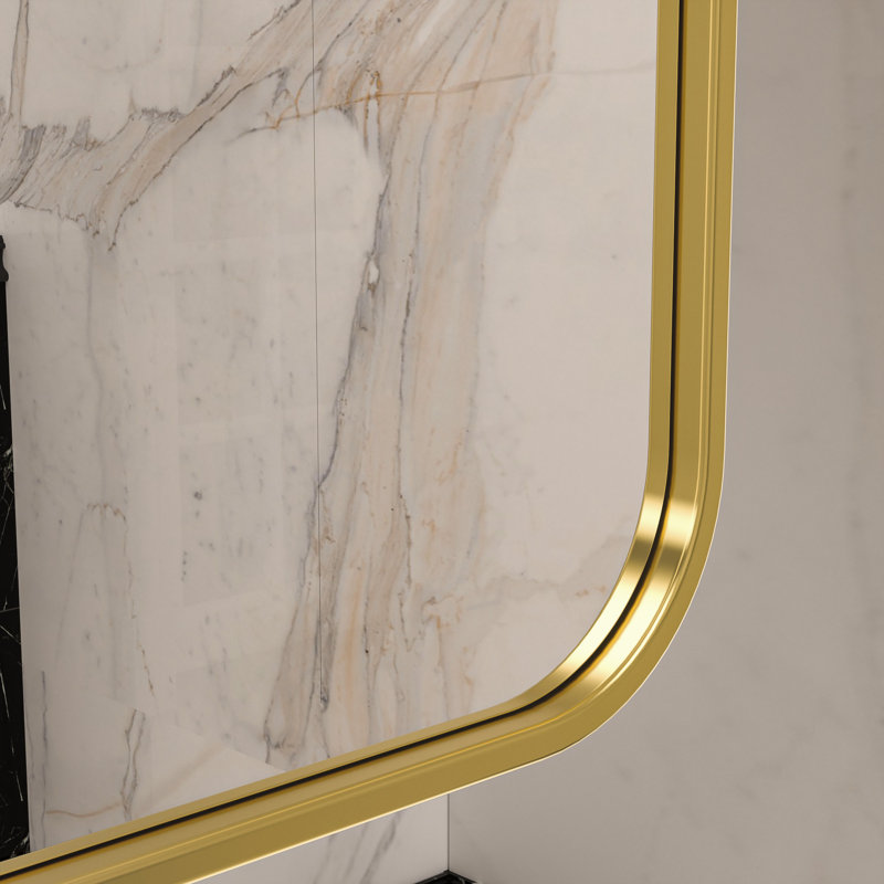 Gervon Rectangle Recessed Medicine Cabinet with Adjustable Shelves, 32" H x 24" W x 5" D, Gold