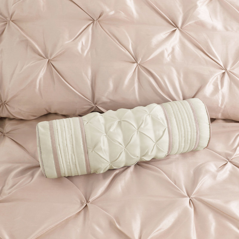 Édredon 7 pièces très grand rosé - La bourre comprend 1 édredon, 2 taies décoratives, 3 coussins, jupe de lit lavable, Rosé