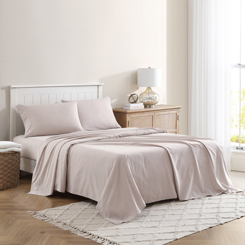 Easy Eco Cotton Blend Pillowcase Case Pack, Twin Case Pack + 1 Fitted Sheet + 1 Pillowcase, Light Brown