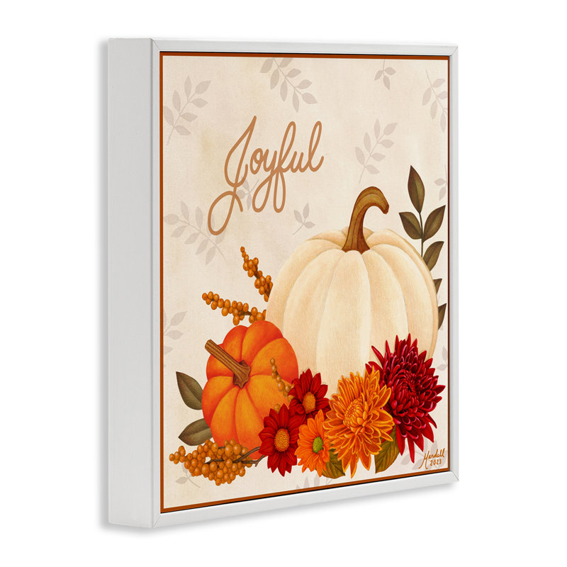 Joyeuses citrouilles florales, estampe numérique par Mardell Schuster, Estampe numérique Farmhouse, H 24 po x l 24 po