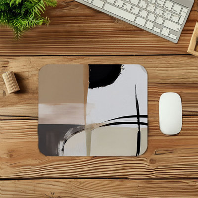 Abstract Minimalist Abstract II Paint Brush Strokes Scandinavian Gaming Cute Office Laptop Desk Pad Gift Mat Square Rectangle Non-Slip Mousepad