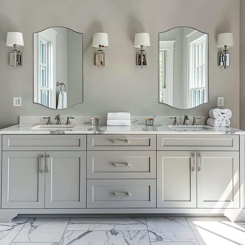 Miroir mural de salle de bain Curve, 40 po x 24 po, Chrome poli