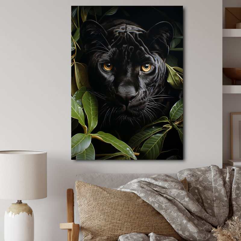 «Black Green Panther Noble Guardian», reproduction sur toile, H 20 po x l 12 po x P 1 po, Toile tendue