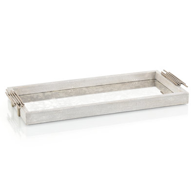 Gray Shagreen And Mirrored Glass Tray