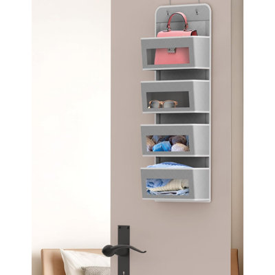 Organisateur de fenêtre transparent au-dessus de la porte / fixation murale, gris