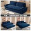 Grand canapé-lit escamotable de 73,2 po, canapé-lit convertible 3 en 1, causeuse en velours multifonctionnel, bleu-947538636