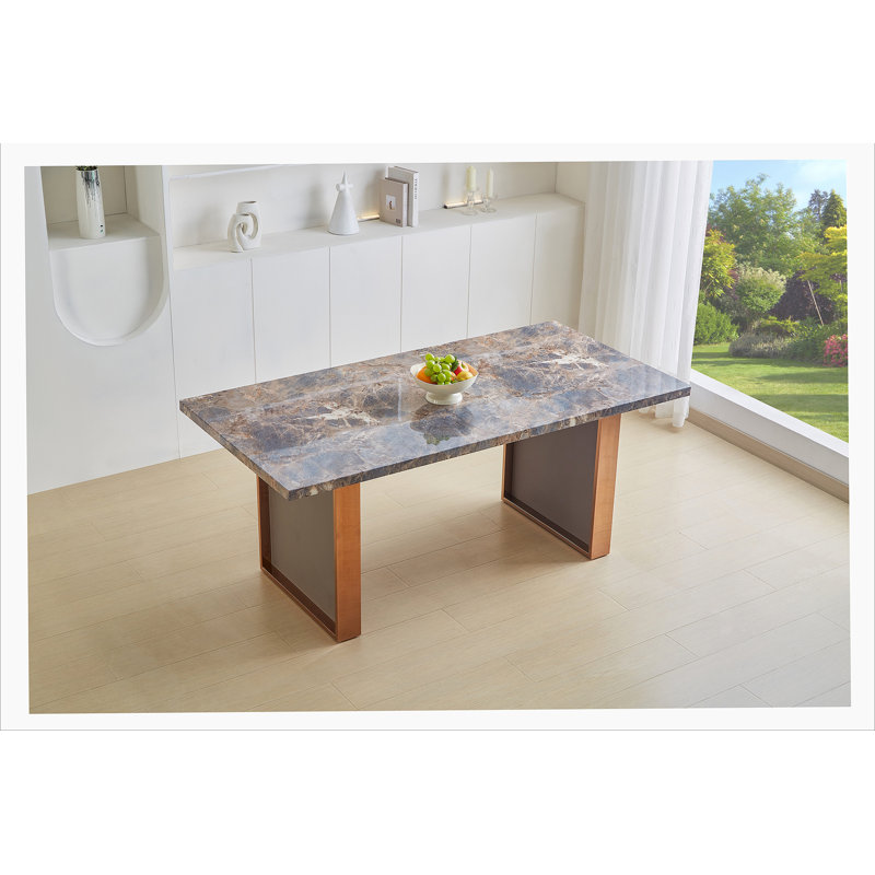 1 Piece Rectangular Dining Table without Chair, Brown/Gray