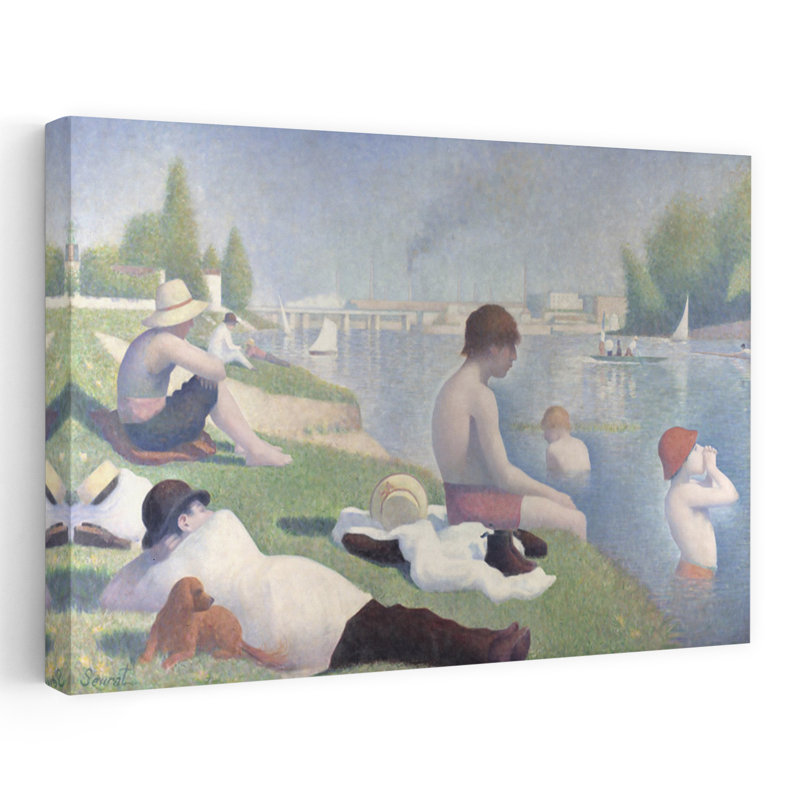 Bathers At Asnieres 1884 Classic Contemporary Beach Summer Wall Art Print by Georges Seurat - 1 Piece Wrapped Canvas Wall Art