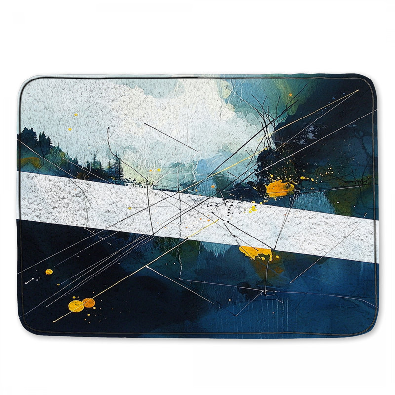 Tapis de bain abstrait, Simple - L 34 po x l 21 po, Abstrait bleu