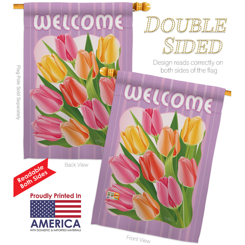Ensemble de drapeaux 2 faces 40 "x 28" Welcome tulipes