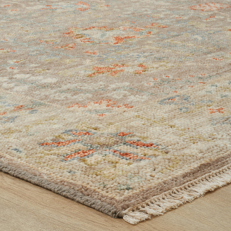 Hand Knotted Wool Oriental Area Rug in Begie, Rectangle 8' x 10'