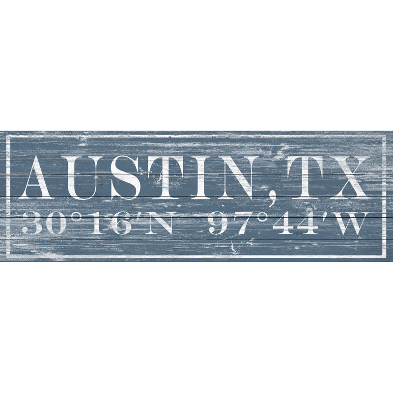 Austin TX, art textuel sur bois sans cadre, H 10 po x l 30 po x 1,5 po