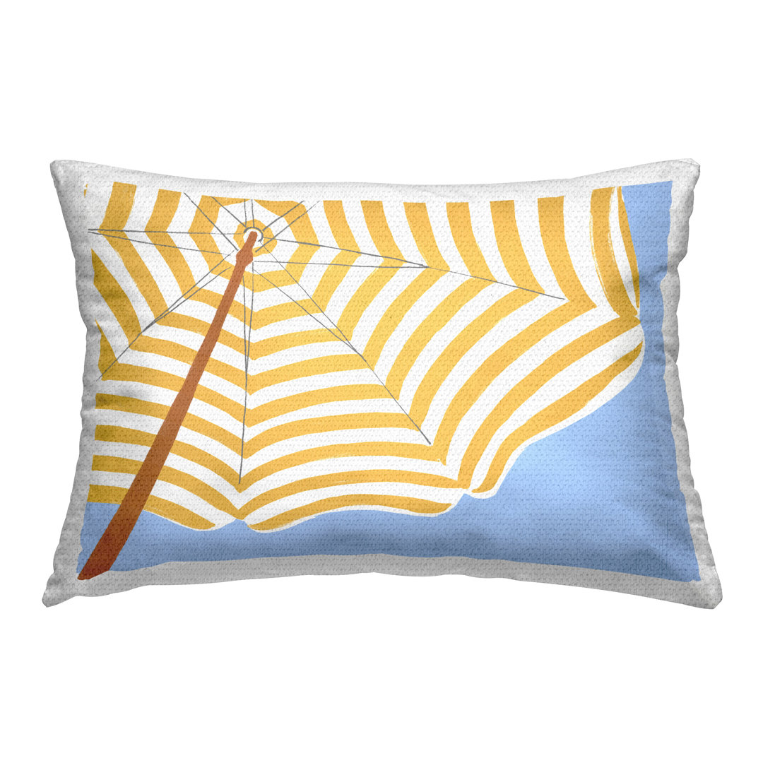 Yellow & White Umbrella Printed Outdoor Throw Pillow Design by June Erica Vess Stupell Industries