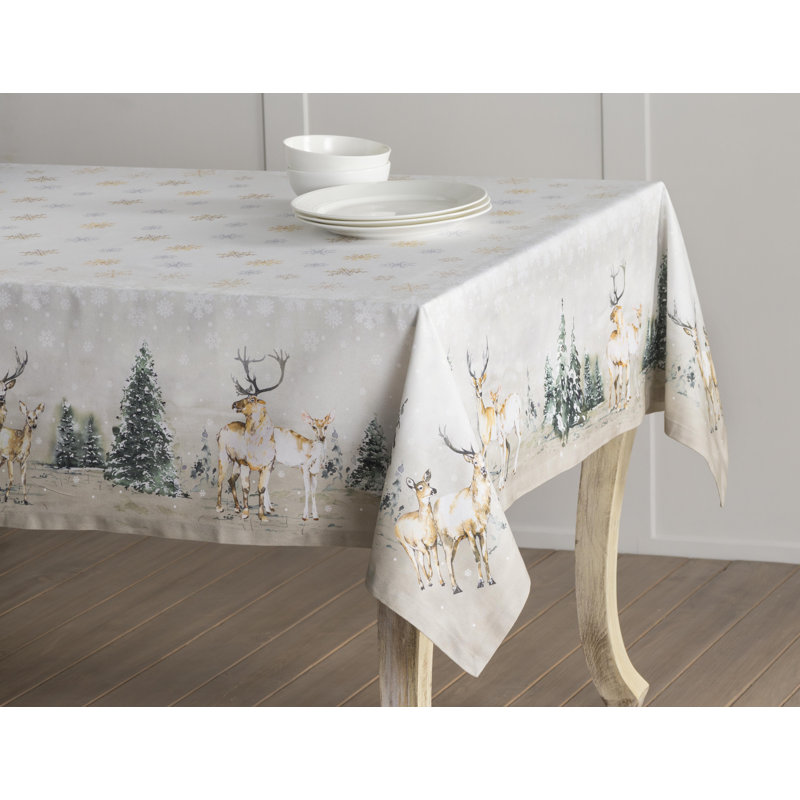 Floral 100% Cotton Square Christmas Tablecloth, Rectangle 72" x 54", Floral 1