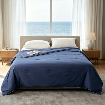 Cooling Comforter, All-Season Lightweight & Breathable Quilt for Hot Sleepers with Q-Max 0.45 Technology, Temperature Regulating Blue Blanket for Night Sweating Relief, Available in King