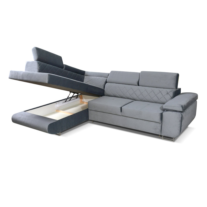 Velvet L-Shaped Sectional, Left Hand Facing