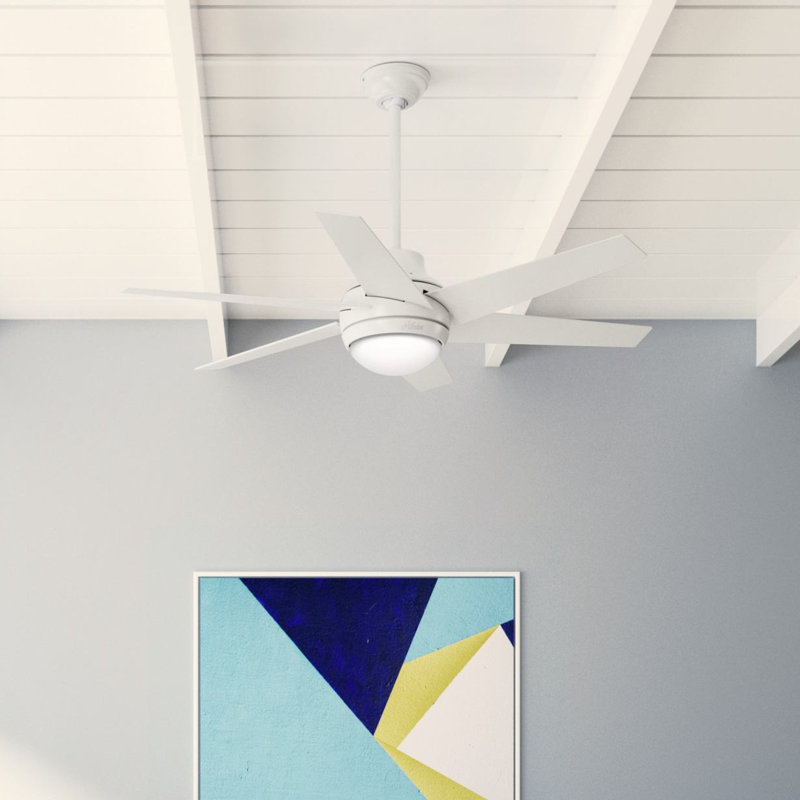 52" Sotto 6 - Blade Standard Ceiling Fan with Remote Control and Light Kit Included, Fresh White