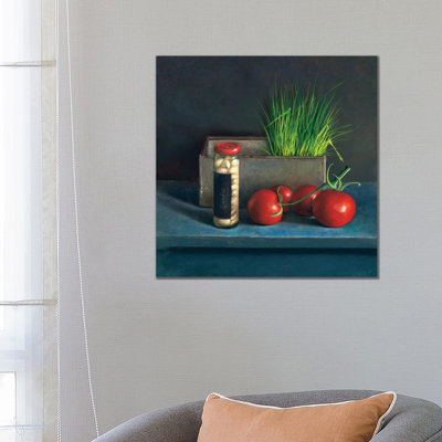Still Life With Tomato by Jos Van Riswick - Wrapped Canvas Painting