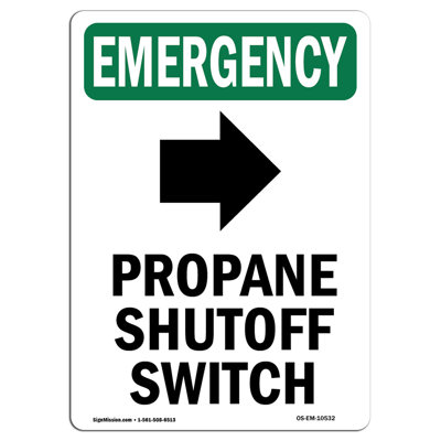 Propane Shutoff Switch Emergency Sign