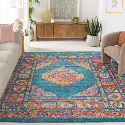 Tapis oriental bleu clair / orange Felty