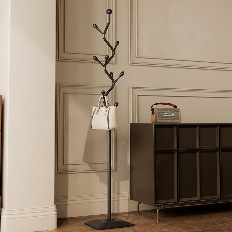 Tree-shaped coat rack stand,Metal coat tree with 8 Hooks and sturdy cast iron base
